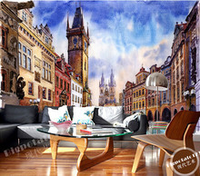 The latest 3D murals, the blue sky the castle tower oil painting de parede Papel, living room TV sofa bedroom wall paper 2024 - buy cheap