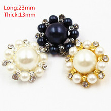 165183,1pcs 22mm 3color select Rhinestone pearl inlaid metal buttons flower Clothing accessories Jewelry Accessories diy 2024 - buy cheap