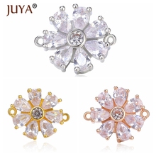 Fornecimento para joias faça você mesmo brincos achados pulseiras colares de jóias de luxo zircônia cristal flor conectores charmosos 2024 - compre barato