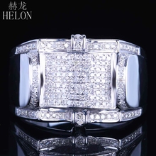 HELON Gift Real Natural Diamonds Wedding Men's Band Ring Designer Fashion Band Pinky Ring Fine Jewelry Sterling Silver 925 2024 - buy cheap