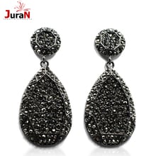 JURAN 2021 New Fashion Women Statement Big Black Crystal Stud Earrings For Wedding Fashion Rhinestone earrings for women 2024 - buy cheap