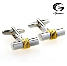 iGame Factory Supply Classic Men's Gift Cuff links Fashion Copper Material Silver Color Cylinder Design Free Shipping 2024 - buy cheap