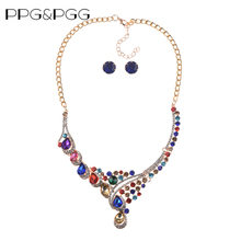 PPG&PGG Crystal African Beads Jewelry Sets for Women Gold Color Wedding Necklace Earrings Jewellery Wholesale 2024 - buy cheap