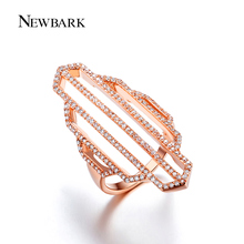 NEWBARK Trendy Big Geometric Knuckle Ring Gothic Retro Long Rose Gold Color CZ Fashion Party Jewelry Rings For Women 2024 - buy cheap