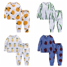 Nova roupa de noite para meninas meninos pijamas casuais primavera mangas compridas camiseta + calças 2 peças. Trajes infantis roupas bonitas 2024 - compre barato