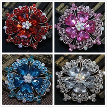 High grade multicolor rhinestone heart crystal flower pins broches elegant rose gold-color jewelry I 2024 - buy cheap
