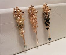 New arrival fashion crystal long Tassel Earrings beaded women earrings stud trendy floral earrings for women bijoux 2024 - buy cheap
