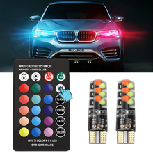 10set New Universal W5W T10 RGB Colorful Multi Mode Car Clearance light Auto Light Bulbs With Remote Controller COB 12SMD 2024 - buy cheap