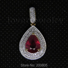 LOVERJEWELRY New Elegant Pear 7x9mm Rubi Pendant Solid 14Kt Yellow Gold,Real Diamond Red Ruby Pendant For Sale CA001 2024 - buy cheap