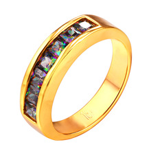 Anillos de compromiso para mujer, joyería de boda de Color oro amarillo, anillo místico de cristal de circonita cúbica 2016, nuevo R1927 2024 - compra barato