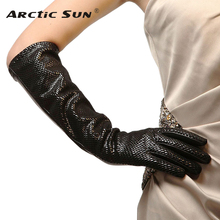 Brand Genuine Leather Gloves Black Women Sheepskin Gloves Fashion Snakeskin Pattern Winter Five Finger Driving Glove L041NN 2024 - buy cheap