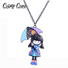 Enamel Necklace Pendant Lovely Doll with Umbrella Necklace Long Chain Fashion Jewelry For Women Girl Accessories Gift Necklace 2024 - buy cheap