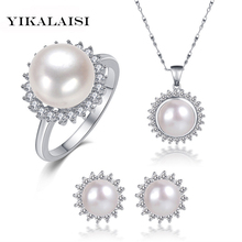 YIKALAISI 2017 Pearl Jewelry Sets Natural Freshwater Pearls Necklace Earrings 925 sterling Silver  Jewelry Pendants For Women 2024 - buy cheap