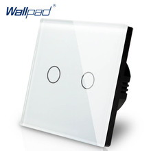 2 Gang Dimmer Switch 1 Way Wallpad Luxury White Crystal Glass Wall Switch Touch Switch Normal 110-250V European Standard 2024 - buy cheap