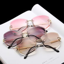 Diamond Cutting Rimless Sunglasses Women 2018 Brand Designer Ladies Shades Vintage Oversized Sun Glasses Female Lunette Femme 2024 - buy cheap