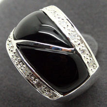 Anillo de color plata tibetana sólida, piedra Natural negra Natural, 22x16mm, Tamaño 7/8/9/10 2024 - compra barato