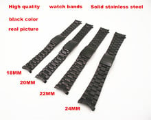 Wholesale 10PCS/ lots  High quality 18MM , 20MM , 22MM , 24MM , Solid Stainless Steel Watch band Watch strap black color 2024 - buy cheap