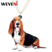 WEVENI Acrylic Basset Hound Dog Necklace Pendant Chain Choker Cute Cartoon Animal Jewelry For Women Girl Pet Lovers Gifts Bijoux 2024 - buy cheap