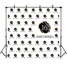 NeoBack 16th Birthday Photo Backdrop Sweet Sixteen Birthday Party Background Photography Repeat steps 16th Happy Birthday Banner 2024 - buy cheap