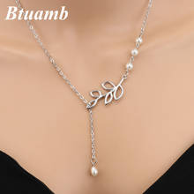 Btuamb New Arrival Simulated Pearl Necklaces Silver Color Hollow Big Leaves Necklaces Pendants for Women Gift Jewelry Collier 2024 - buy cheap