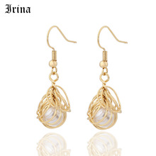 Irina 2019 Korea New Design Metal Gold Knot Geometric Irregular  Imitation Pearl Long Drop Earrings For Women Girl Party Jewelr 2024 - buy cheap