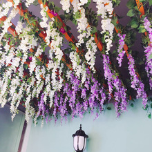 12pcs/Lot Wisteria Artificial Flower Vine Garland Silk Wedding Decor Fake Plants Party Home Garden Decor Hanging Rattan Flowers 2024 - buy cheap