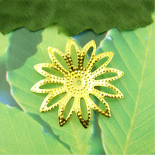 Doreen Box Lovely 100PCs Gold color Filigree Flower Beads Caps 29mm Dia. (B00830) 2024 - buy cheap