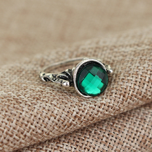 Anillos de joyería Vintage para mujer, anillo redondo de cristal verde, estilo Retro Punk, regalos 2024 - compra barato