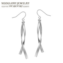Neoglory Metal Matted Plated Drop Earrings Silver Color Geometric Stylish Pretty Cool Women Daily Party Dress Sweater Sale 2024 - buy cheap