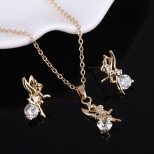 Special Wedding Bridal Jewelry Set Austrian Crystal Design Angel Pendant Necklace Delicate Gold Color Female Jewelry 2024 - buy cheap