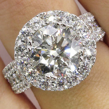 Anel de pedra de zircão cor prata brilhante, super anel para mulheres, noivado, aliança de casamento, joias 2019 2024 - compre barato
