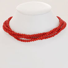 4 Strands Round Beads Coral Silver Toggle Necklace 18" 2024 - buy cheap