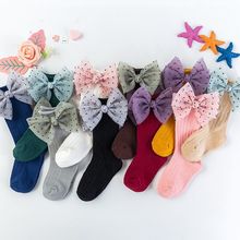 Fashion Kids Sock For Girls Princess Socks With Bows Knee High Baby Socks For Kids Candy Color Newborn Infant Cotton Sock 2024 - buy cheap