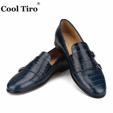 Crocodile print Double-Monk Loafers Men Moccasins SmokingSlippers Wedding Dress Shoes Men's Flats Casual Shoes Leather Handmade 2022 - buy cheap