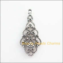 10 Uds. De colgantes de flores en forma de lágrima de Color plata tibetana, amuletos de corazón, 17,5x41,5mm 2024 - compra barato