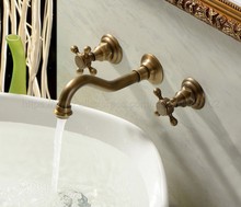Bathtub Basin Antique Brass Bathroom Sink Mixer Tap Faucet 3 Pcs Faucets Dual Handle Sink Mixer Tap ztf050 2024 - compre barato