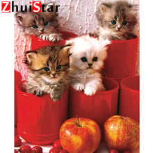 5D DIY Diamond Embroidery Cup Kitten Cross Stitch Mosaic Animal Full Square Diamond Decoration Home XY1 2024 - buy cheap