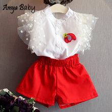 Amya bebê crianças conjuntos de roupas menina branca topos curto 2 peças da criança menina verão roupas moda meninas 2024 - compre barato