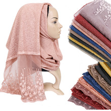 80*200cm women lace scarf elegant foulard femme musulman islamic long shawls and wraps arab headscarf clothing 2024 - buy cheap