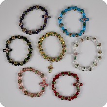 Cloisonne Rosary Beads Bracelets Sideways Cross Pendant Crystal Rhinestone Enamel Handmade Religious Bracelet 2024 - buy cheap