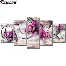 Dispaint 5pcs Full Square/Round Drill 5D DIY Diamond Painting "Flower orchid" Multi-picture Combination Embroidery 5D Decor 2024 - buy cheap