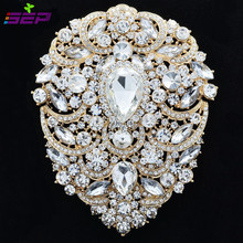 Large Brooch Pins Bridal Wedding Jewelry 4.9 inches Rhinestone Crystal Women Jewelry Accessories 4045 2024 - buy cheap