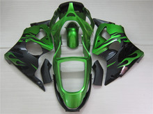 ABS injection Fairings kit for Kawasaki ZX6R 2000 2001 2002 ZX 6R 00 01 02 black flame in green motorcycle fairing bodykits 2024 - buy cheap