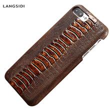 Natural leather ostrich foot mobile phone case for iPhone 13 Pro Max 12 Mini 12 11 Pro Max X XS Max XR 6S 8 7 plus SE 2020 Cover 2024 - buy cheap