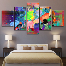 Póster en lienzo de Marco Modular, imágenes abstractas en HD, 5 piezas, Animal, elefante, grafiti colorido, pintura para decoración de pared del hogar, impresiones artísticas 2024 - compra barato