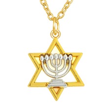 Dawapara-collar Menorah y colgante con estrella de David, joyería de dos tonos, rodio y oro, cadena de eslabones de Metal 2024 - compra barato