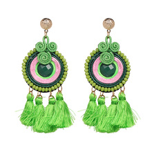 5 Colors Handmade Round Rope Earrings Fashion Boho Long Tassel Drop Dangle Earrings for Women Fringed Jewelry Christmas Gifts 2024 - buy cheap