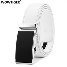 WOWTIGER-Cinturón de cuero genuino de vaca para hombre, marca de alta calidad, trinquete, hebilla automática, color blanco, 35mm 2024 - compra barato