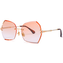 Gradient 2019 Rimless Luxury Butterfly Lady Sunglasses Women Metal Frame Oversized Sun Glasses Girls UV400 zonnebril dames 2024 - buy cheap