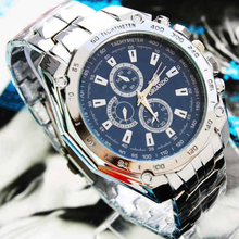 Relógio de pulso masculino fashion prata e aço inoxidável, relógio de marca de luxo masculino esportivo, casual, 2021 2024 - compre barato